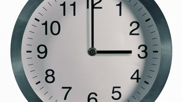 Clock Full Cycle Timelapse On White