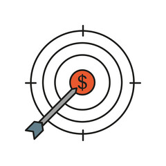 Target, dollar colored icon. Simple color element illustration. Target, dollar concept outline symbol design from medical set. Can be used for web and mobile on white background