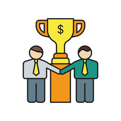 Fototapeta na wymiar Trophy, businessman colored icon. Simple color element illustration. Trophy, businessman concept outline symbol design from medical set. Can be used for web and mobile on white background