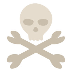 Human skull and crossed bones isolated on white background. Death or Jolly Roger symbol. Cute funny decorative object or design element for Halloween, Day of The Dead. Cartoon vector illustration.