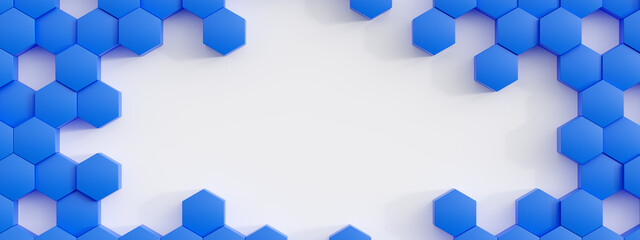 Fototapeta premium blue 3D hexagon pattern background texture exploding particles
