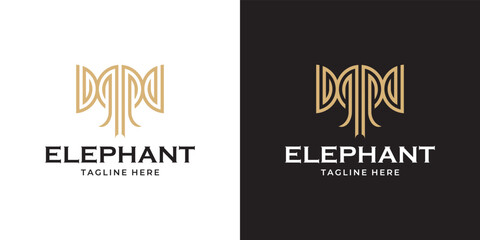 Elephant Head Logo Luxury Monoline Style