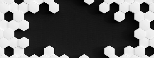 white 3D hexagon pattern background texture exploding particles black textured background