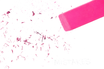Soft pink eraser and eraser dust correcting penciled mistakes