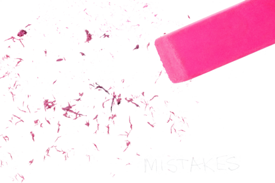 Soft pink eraser and eraser dust correcting penciled mistakes