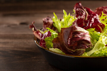 Healthy fresh salad mix. Leaf salad.