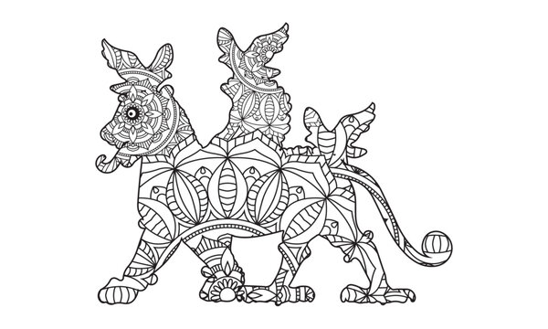 coloring book, stylized drawing of the gryphon