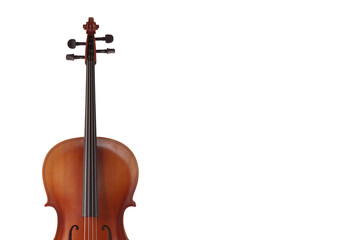 cello white background isolated, text space, musical instrument cello violin © Ulasbydr