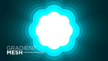 Colorful Gradient Mesh Flowers Blue Neon Glow Background