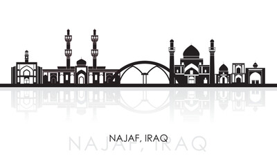 Fototapeta premium Silhouette Skyline panorama of city of Najaf, Iraq - vector illustration