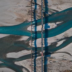 Papier Peint photo Cappuccino Aerial image of Rakaia River, New Zealand 