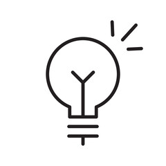 Light bulb icon. Electric lamp linear pictogram. Symbol of idea and creativity. Editable lines.