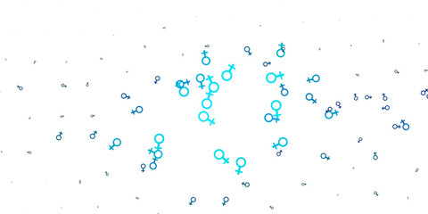 Light BLUE vector template with businesswoman signs.