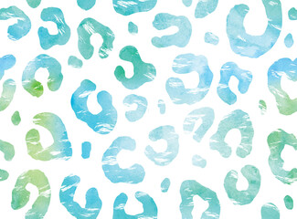 Fototapeta na wymiar Pretty watercolored leopard print pattern that repeats seamlessly.