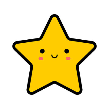 Cute yellow smiling star. Vector illustration.