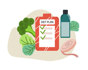 Nutrition plan concept, healthy diet, program, cartoon vector illustration.
