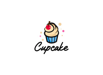 Delicious cupcake logo vector Template. Cupcake shop logo.