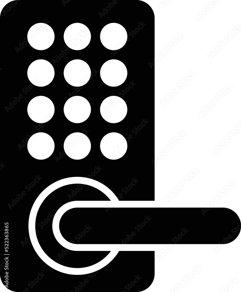 Poster smart lock with keypad flat vector icon for apps and websites
