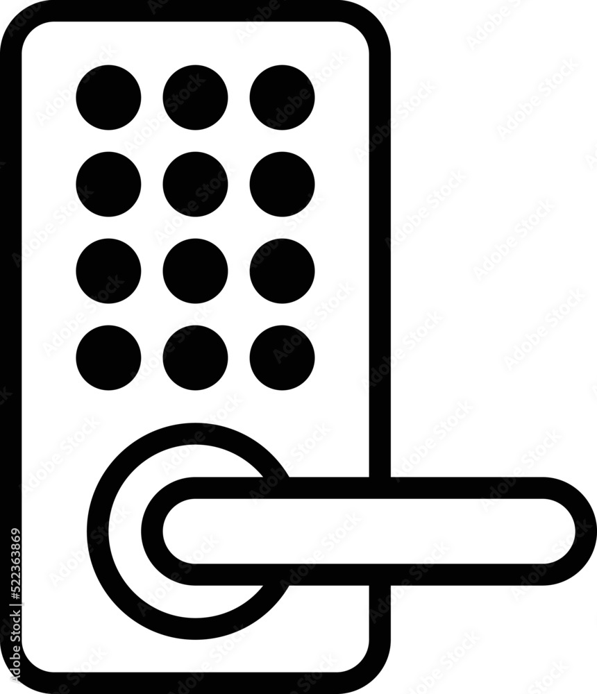 Poster Smart lock with keypad line art vector icon for apps and websites