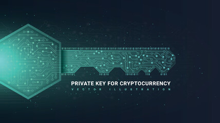 Fototapeta na wymiar Private key for cryptocurrency