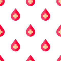 Single blood donation pattern. blood donation concept. flat trendy Vector seamless Pattern, background, wallpaper