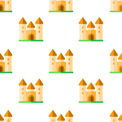 Single castle pattern. castle concept. flat trendy Vector seamless Pattern, background, wallpaper