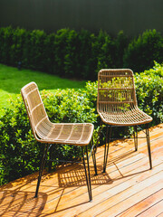 Table and chairs in the garden cafe.