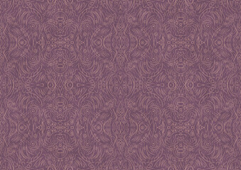 Hand-drawn abstract seamless ornament. Pale pink on a purple background. Paper texture. Digital artwork, A4. (pattern: p03b)