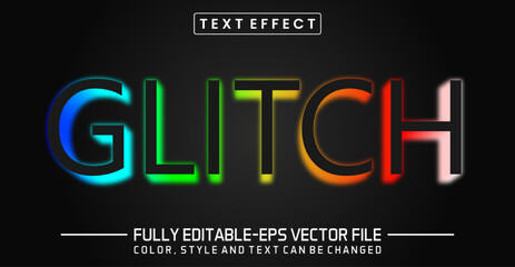 Glitch editable text effect, neon text style