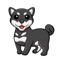 Cute black shiba inu dog cartoon