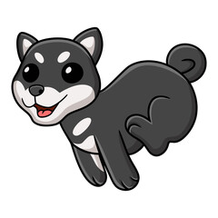 Cute black shiba inu dog cartoon running