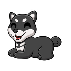 Obraz na płótnie Canvas Cute black shiba inu dog cartoon sitting