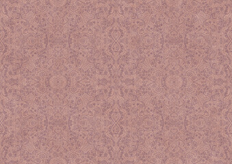 Fototapeta premium Hand-drawn abstract seamless ornament. Purple on a pale pink background. Paper texture. Digital artwork, A4. (pattern: p06b)