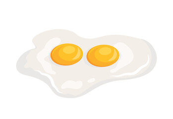 Broken chicken egg. Natural, fresh and organic products, protein and yolk. Healthy food, farming and farming. Proper diet and nutrition. Scrambled eggs or omelet. Cartoon flat vector illustration