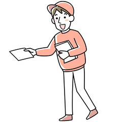 チラシを配る若い男性