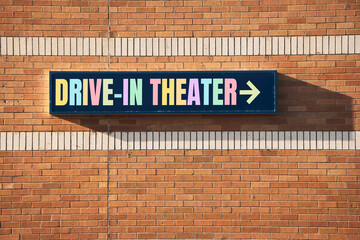 Colorful retro drive-in theater sign