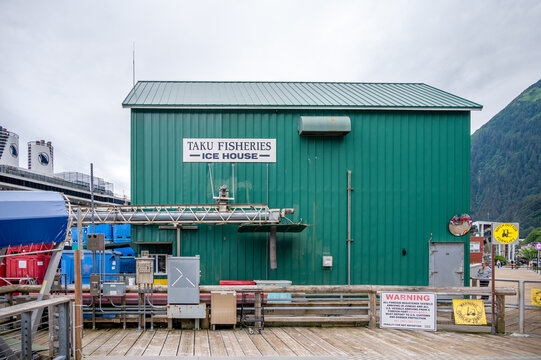 Juneau, Alaska - July 27, 2022: Taku Fisheries Ice House On The Juneau Port Lands.