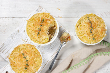 Pastel Tutup (Shepherd's Pie) is Traditional British pie. It is made from mashed potato, minced beef, mushroom, spices and herbs.