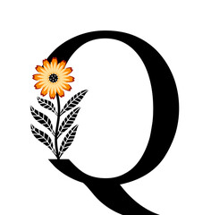 Floral Letter Q