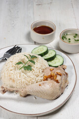 Nasi ayam hainan. Hainanese chicken rice.
