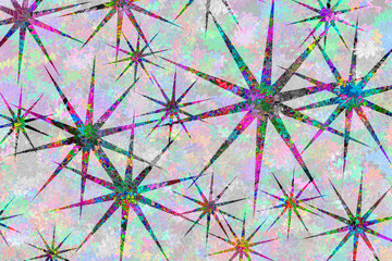 white shiny purple psychedelic holiday stars blue christmas silver foil star twinkle sparkle style backdrop background pattern hologram wrapping paper design © DrewDuzz