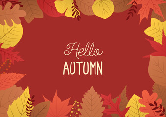 Fototapeta na wymiar Autumn vector illustration with leaves.
