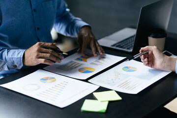 Business negotiation concept , marketing manager talking to business partners for investments collaboration.