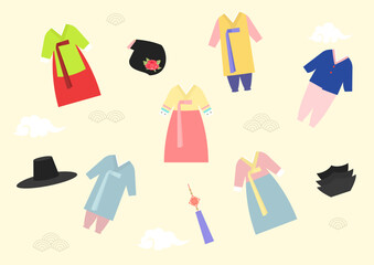 Vector illustration of Korean traditional clothes.
