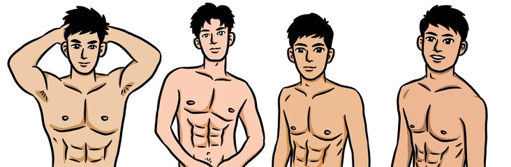 Fototapeta premium cute man cartoon on white background