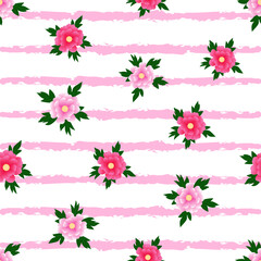 floral print. red pink peony floral seamless pattern. roses flower garden. peonies pattern. good for fabric, fashion, dress, textile, wallpaper, background.