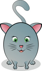 Abstract sticker images of a rounded cute cat.