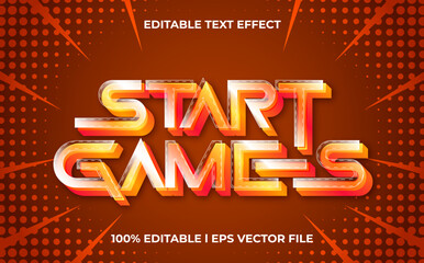 start games 3d text effect with cyber theme. red typography template for games