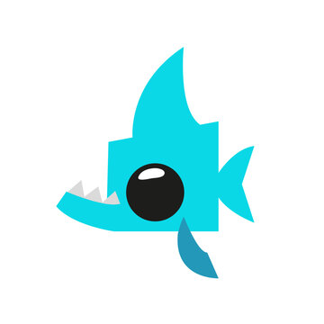 blue baby shark pointed shape vector flat design
