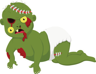 Cartoon baby zombie isolated on white background